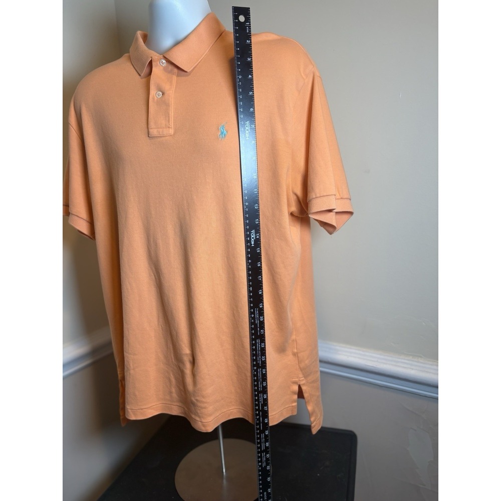 Polo Ralph Lauren Shirt Mens Large Peach/ Orange Short Sleeve Golf Teal Pony - Picture 3 of 8